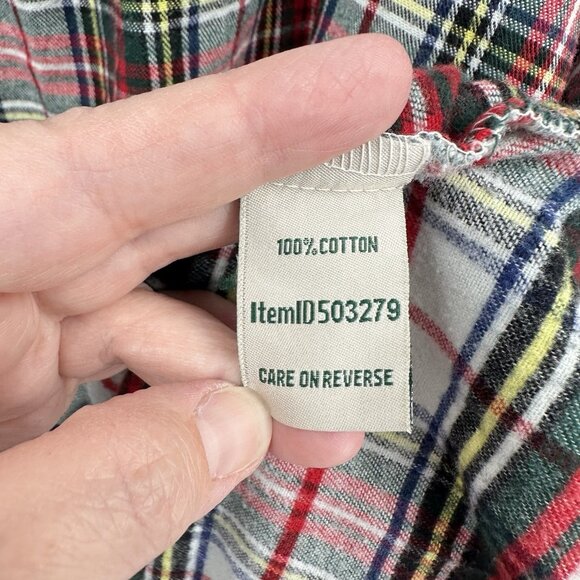 LL BEAN flannel nightgown 100% cotton plaid holiday winter pockets petite XSP - Picture 7 of 7